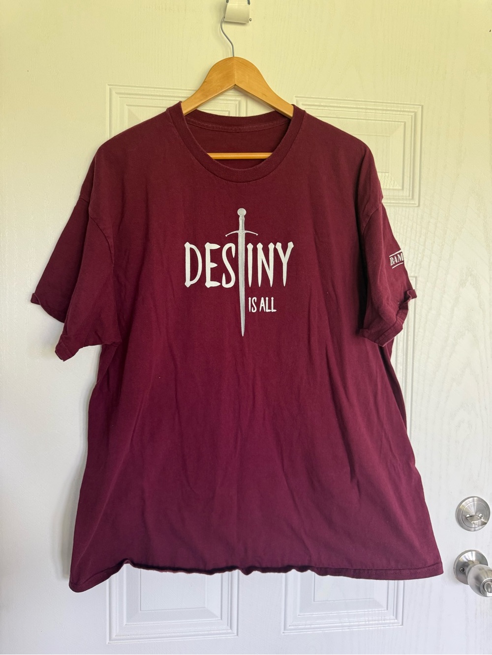 2 for $15 sale: Destiny Is All Bamburgh castle maroon red t-Shirt - XL